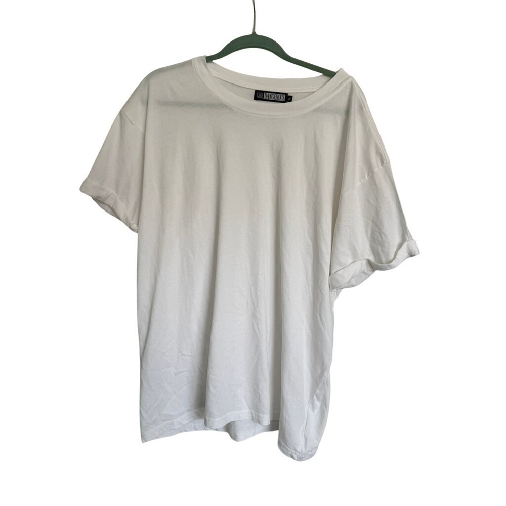 Girl‎ Dangerous Womens XL White Boyfriend Crew Neck Oversized Basic T-Shirt